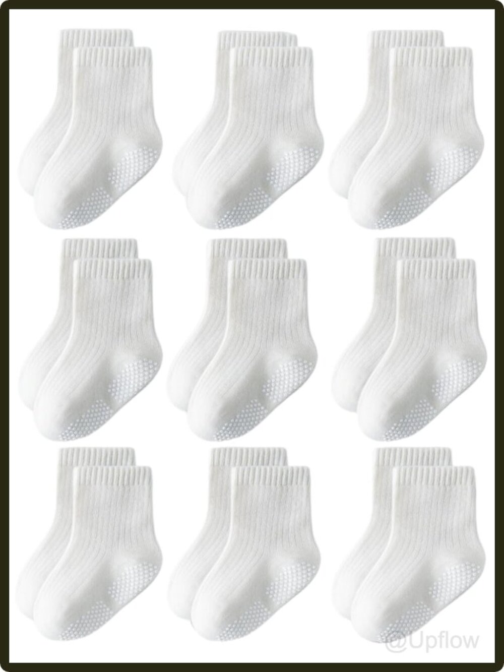 Toddler Grip Socks Non Slip Crew Cotton Blend Baby Boys Girls 9 Pairs